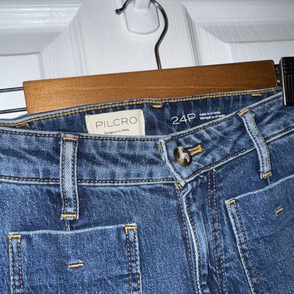 PILCRO Anthropologie Vintage Column High Rise Wide Leg Jeans Raw Hem Size 24P - Picture 4 of 6